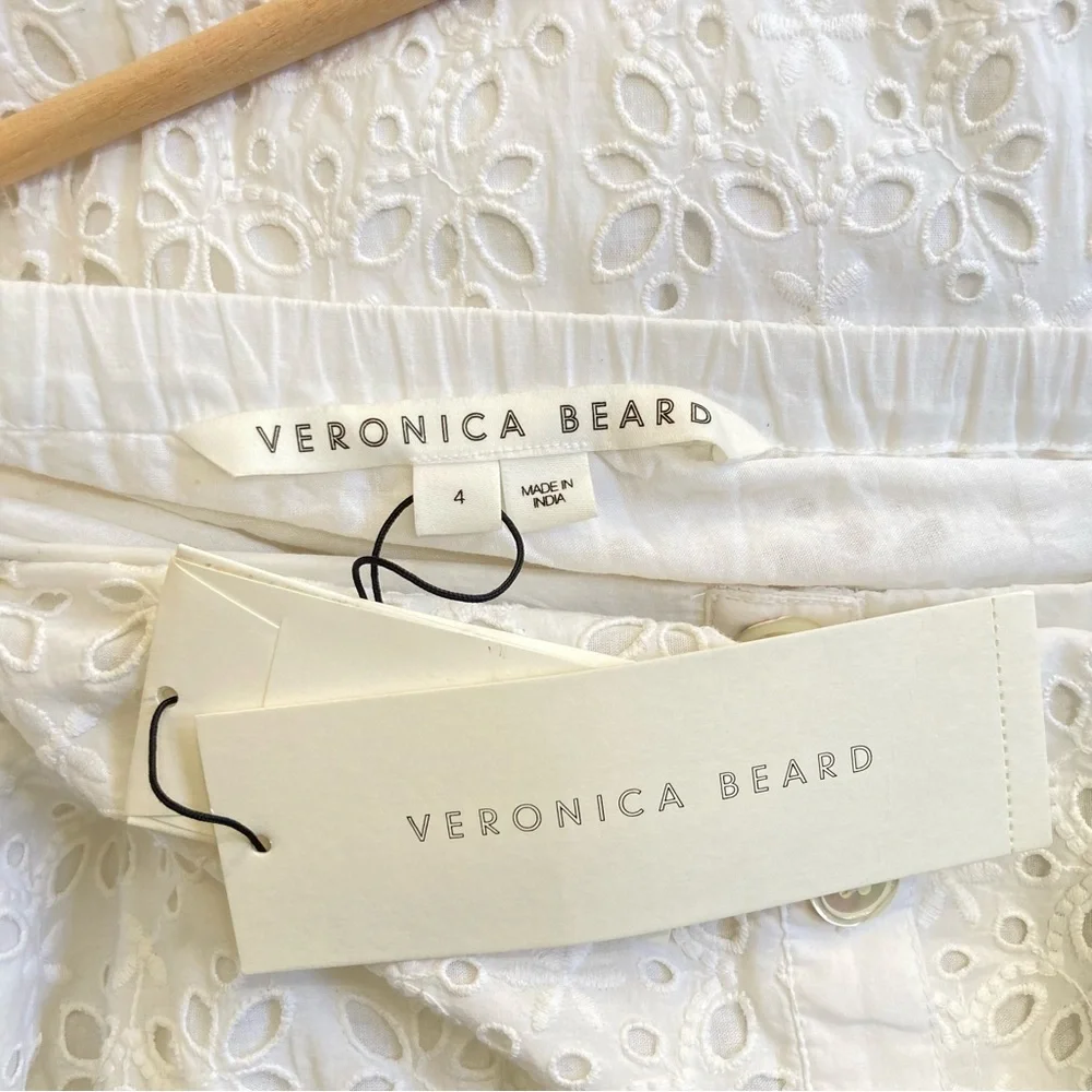 NEW Veronica Beard White Cali Eyelet Off the Shoulder Cotton Maxi Dress, Size 4 - Picture 9 of 11